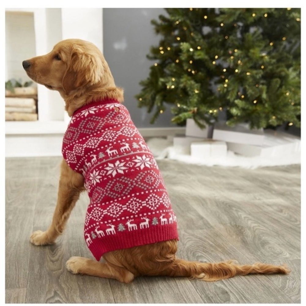 Frisco by Chewy New Dog Sweater Reindeer Fair Isle XXL Red White